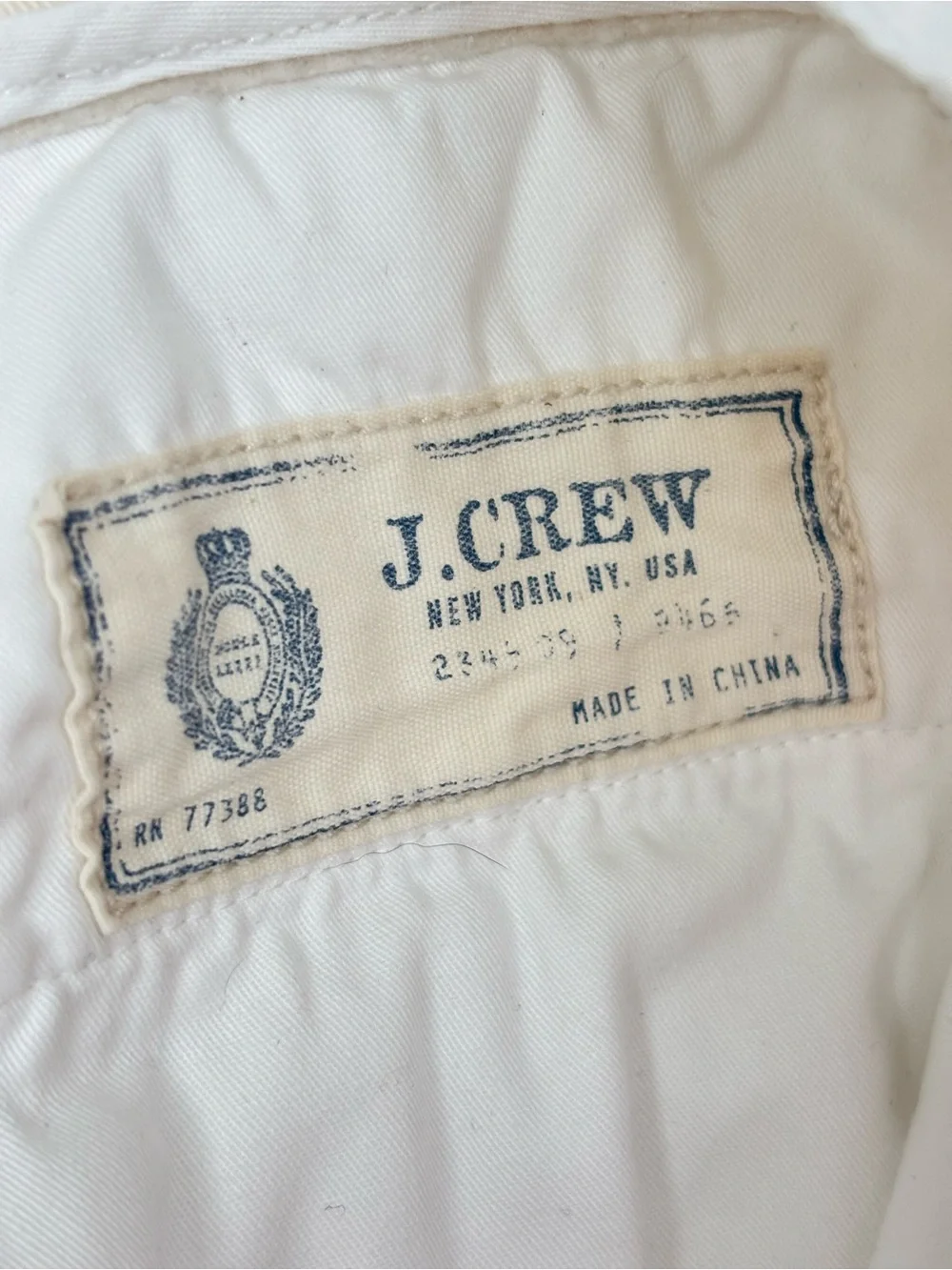 J. Crew 100% Cotton Classic White Men's Regular Fit Chino Pants Size 34x30
